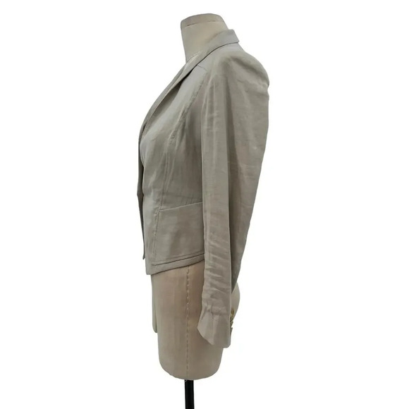 Helmut Lang Cropped Blazer Jacket in Aritfact Linen Blend Beige Size 2 - Picture 7 of 14